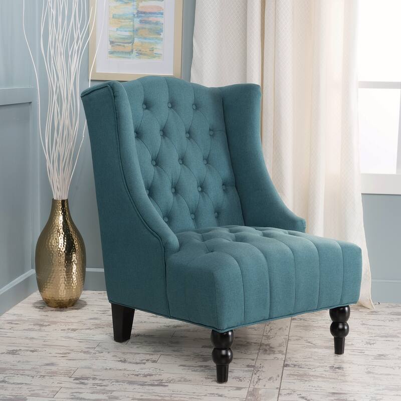 Linen Wingback Chair With Wood Frame