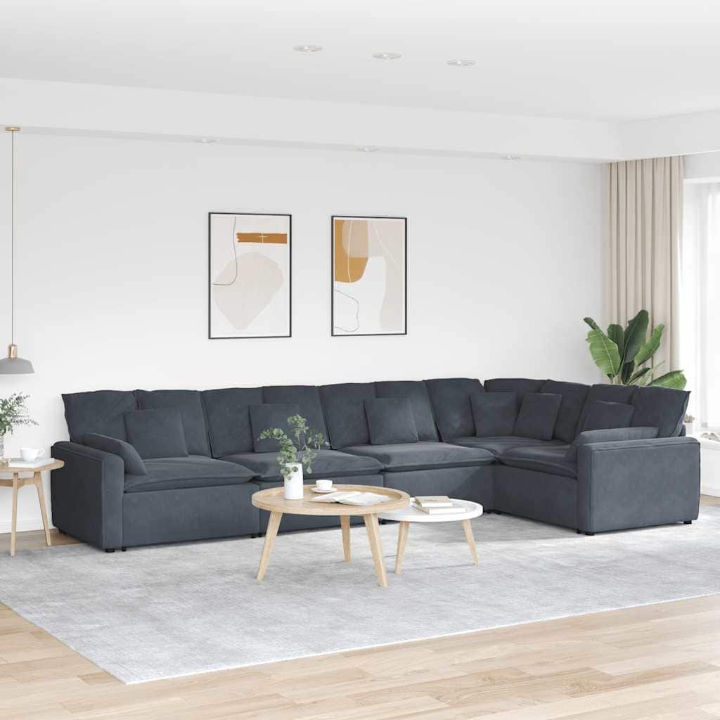 vidaXL Modular Sofa Dark Grey Velvet (100% polyester) L-shaped Modular - 85.4 x 164.2 x 25.2 in