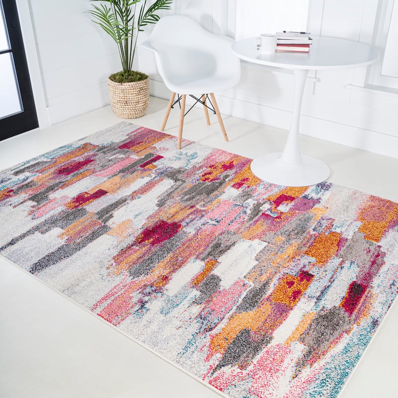JONATHAN Y Groovy POP Modern Abstract Brushstroke Area Rug