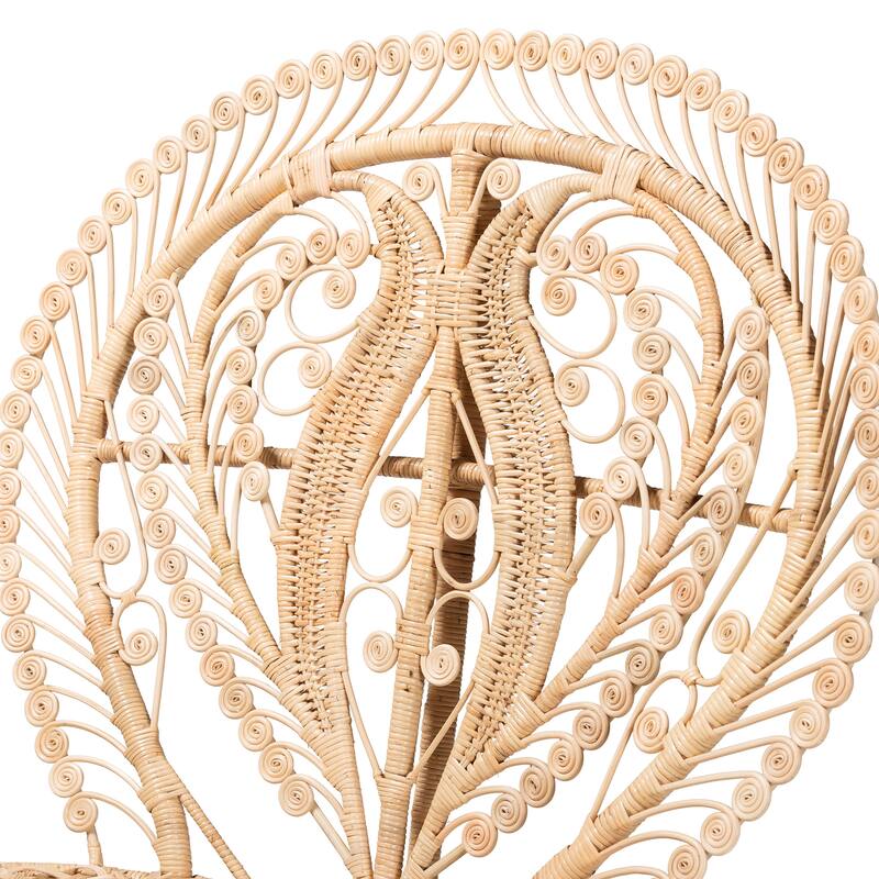 Fedra Modern Bohemian Natural Brown Rattan Peacock Accent Chair