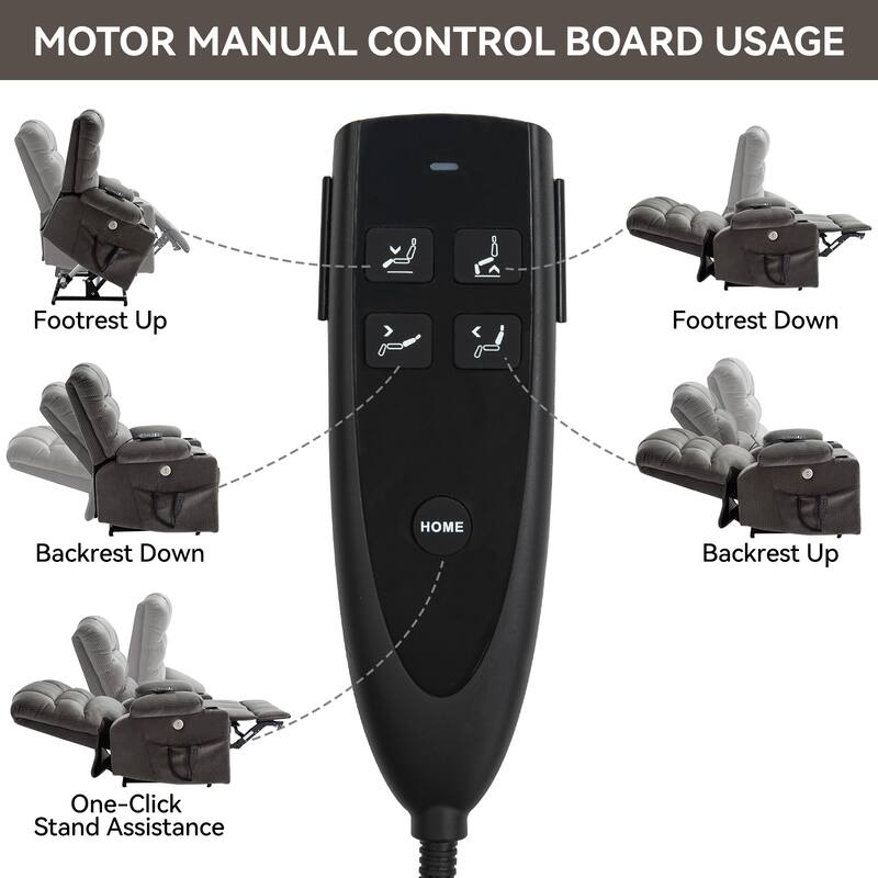 Chenille Power Lift Recliner with Massage, Heating & Cup Holders