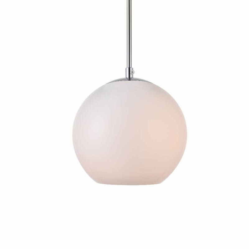 Elegant Lighting Baxter Single Light 8" Wide Mini Pendant with Frosted - Chrome / Frosted White