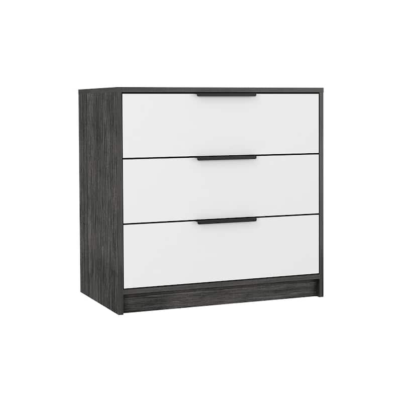 Kaia 3 Drawers Dresser, Superior Top - Smokey Oak / White