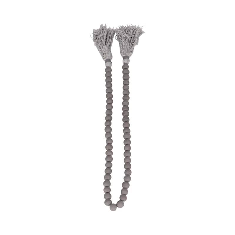 Wood Beads, Natural Finish, Bohemian Macrame Wall Decor and Home Accent for Living Rooms and Bedrooms - 45" x 1" x 1"