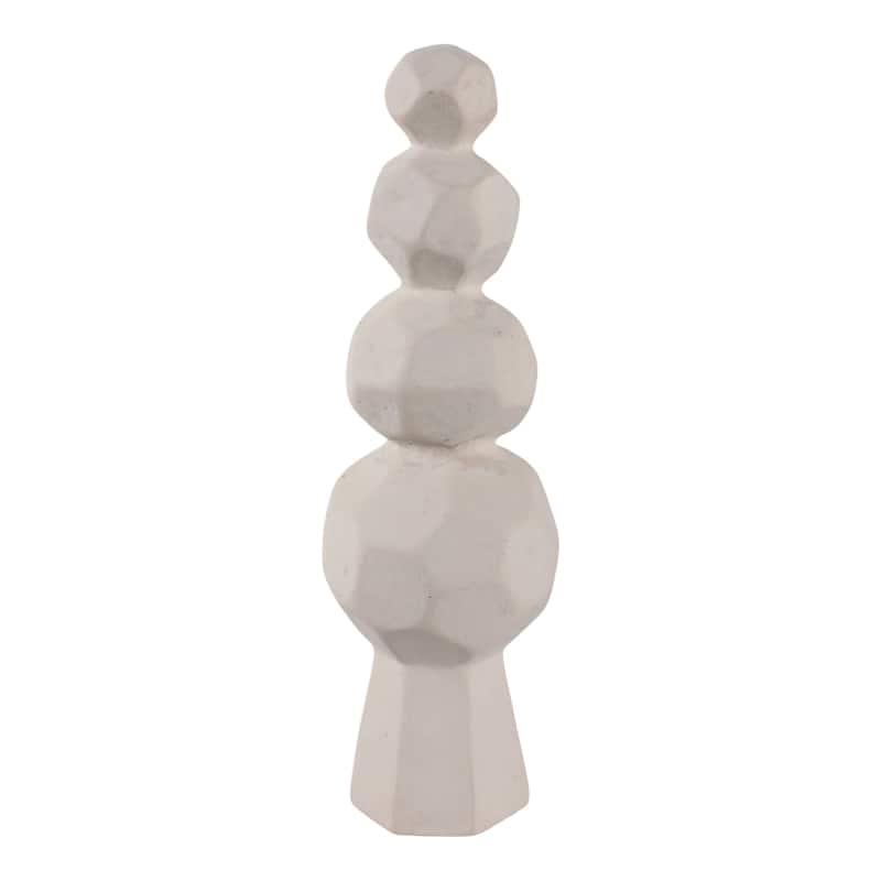 Pottery and Paper Mache Modern Geometric Sculpture with Stacked Design - White - 6.25" x 6.25" x 19"