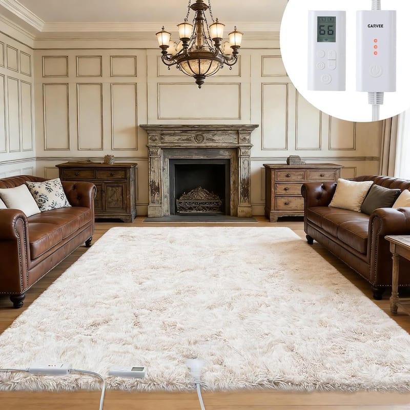 5x7 ft Wired Electric Heated Rug, Floor Mat for Living Room Bedroom - Beige