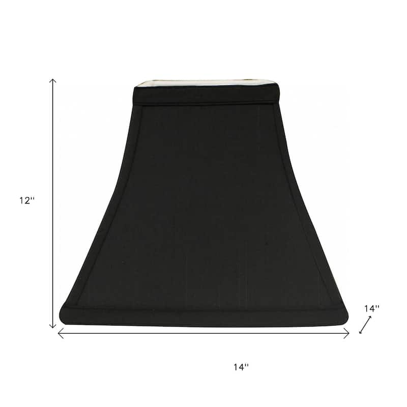 HomeRoots Black And White Shantung Silk Square Lamp Shade - 14
