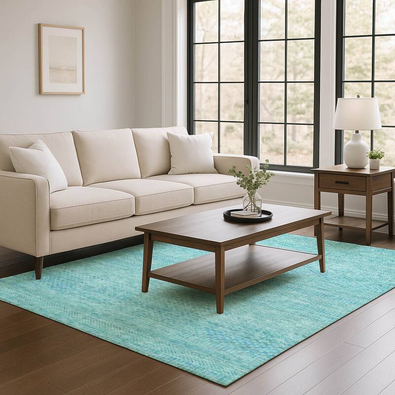 Premium Washable Super Soft Global Ombre Mayfield Rug - Aqua - 5' x 7'6"
