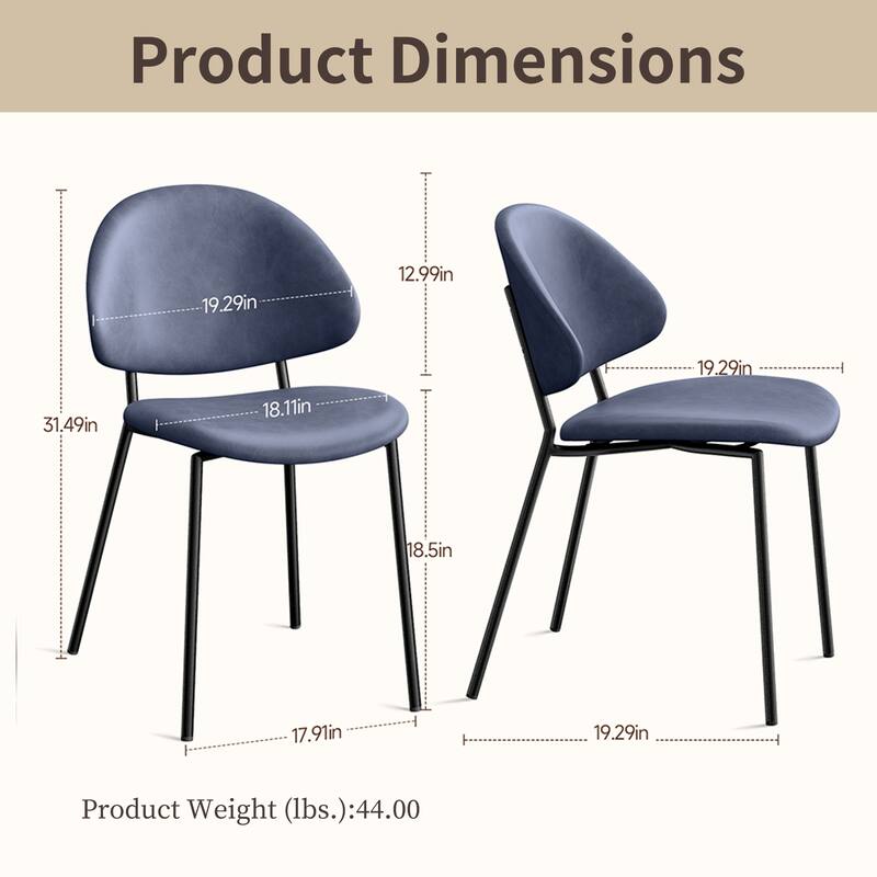 Modern Ergonomic Dining Chair with Slim Metal Legs, Set of 4