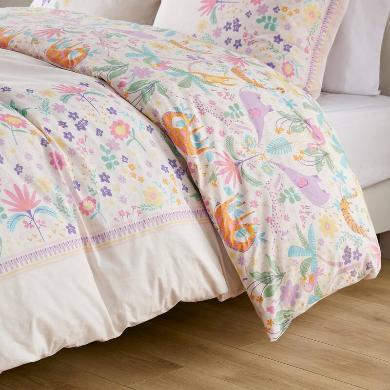 Intelligent Design Kids Thea Floral Reversible Cotton Duvet Cover Set with Throw Pillow