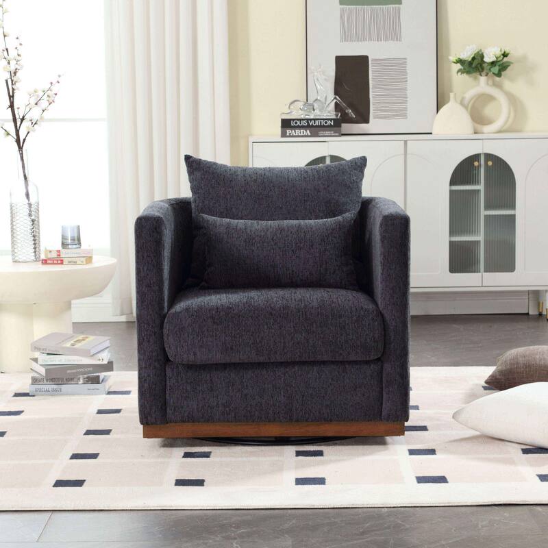 360 degree rotating bucket chair Round casual sofa chair - Black