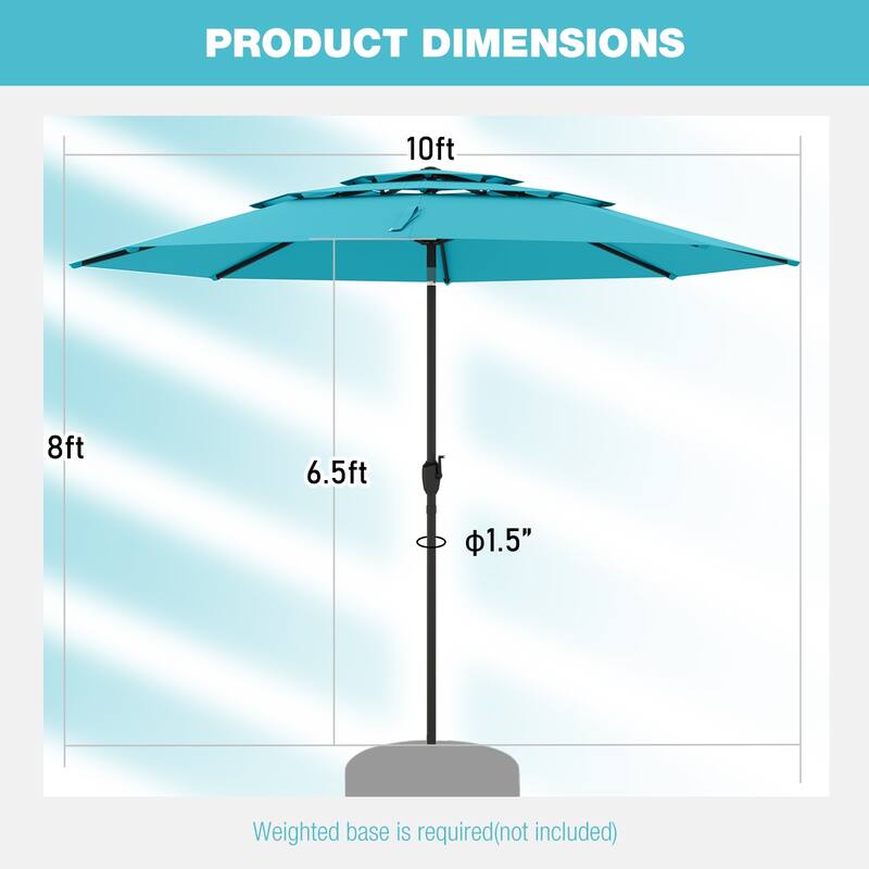 10 Ft Patio Umbrella with Crank and Tilt Vented Polyester Canopy for Backyard and Pool Shade