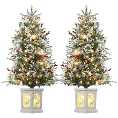 2Pcs 3 FT Christmas Tree, Pre-Lit Christmas Tree with 78 LED Lights, Battery-Powered，Artificial Christmas Tree