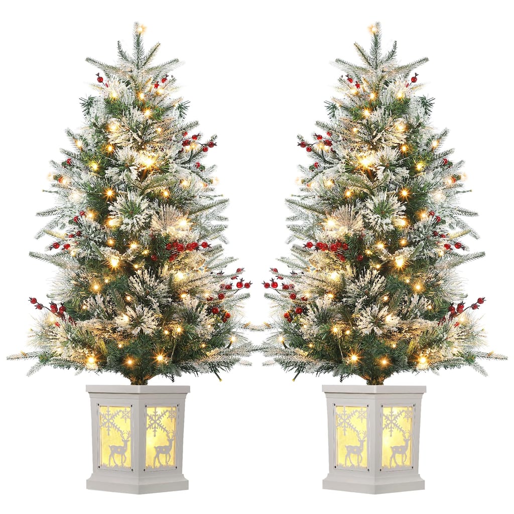 2Pcs 3 FT Christmas Tree, Pre-Lit Christmas Tree with 78 LED Lights, Battery-Powered，Artificial Christmas Tree