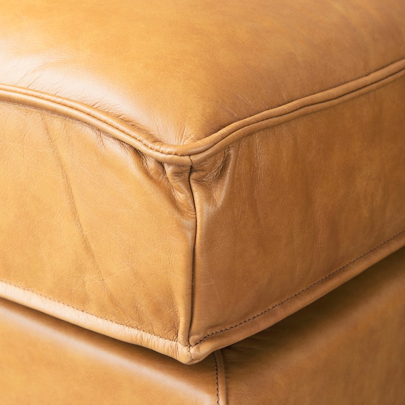 D'Arcy Tan Leather Chaise Sectional - 72.8L x 39.4W x 33.9H