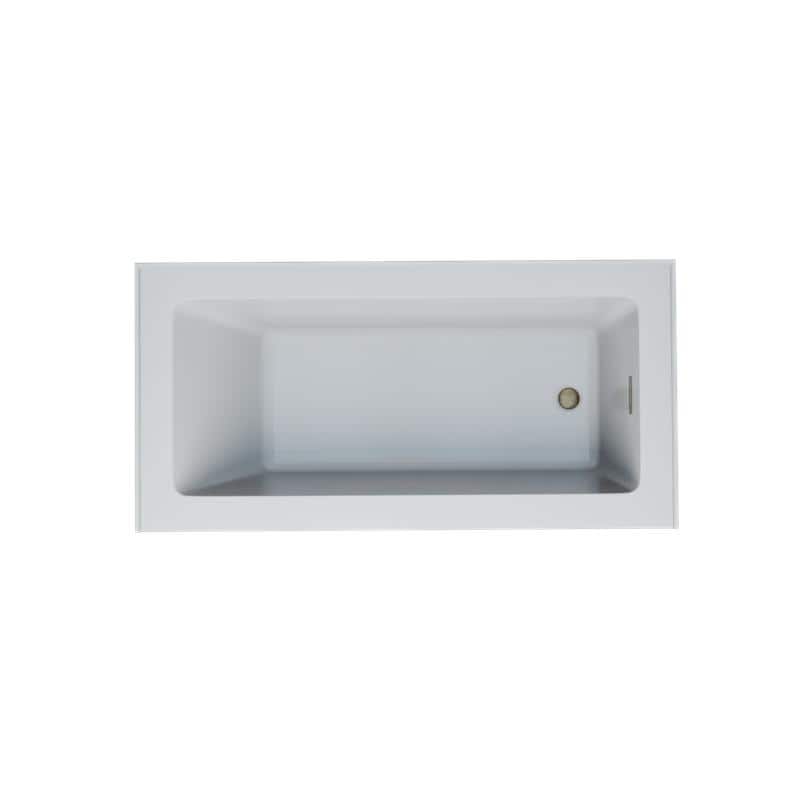Provenza White Alcove Bathtub with Left Drain and Brushed Gold Hardware