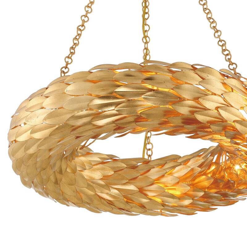 Broche 6 Light Antique Gold Pendant - 24"W x 5"H