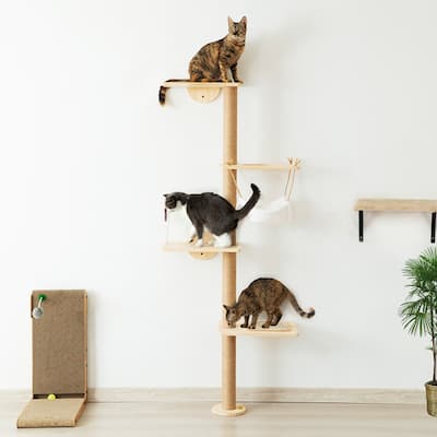 Wall-Mounted Cat Scratching Pad Cat Tree for Small to Large Cat