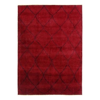 Pasargad Red Color Fine Hand knotted overdyed modern rug - 5'1'' x 7 ...