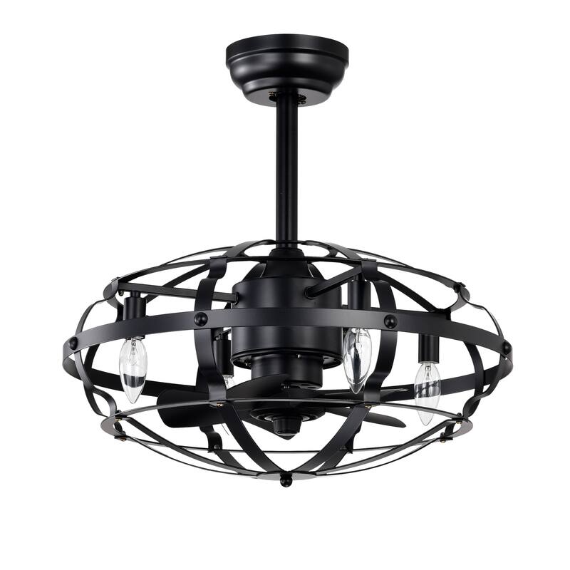Enclosed Ceiling Fan Light with Reversible Motor and Remote Control, Adjustable 3 Speed Settings for Bedroom and Living Room