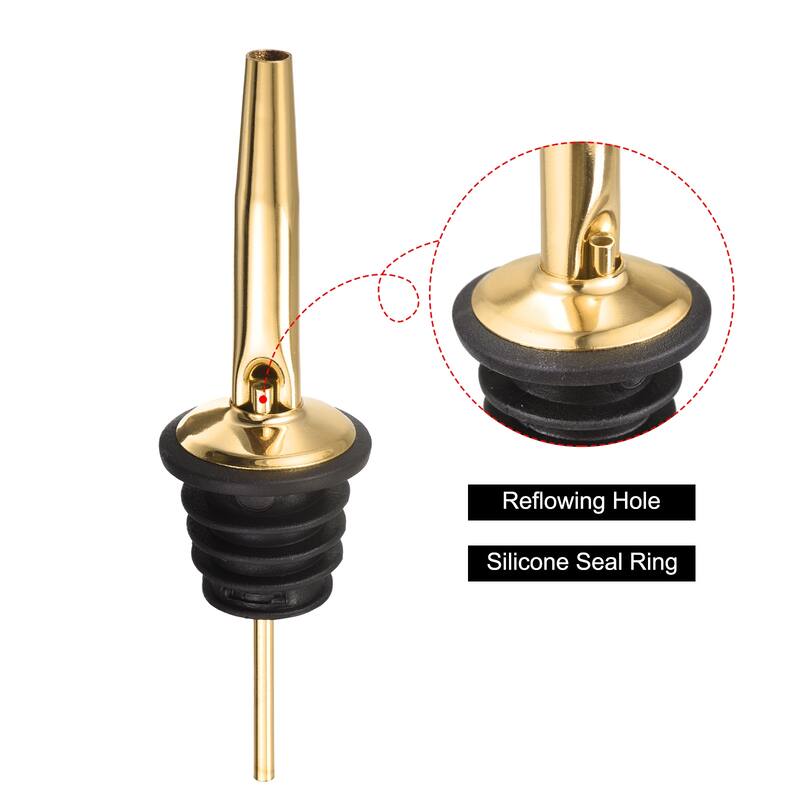6pcs Stainless Steel Liquor Pourer Flow Wine Bottle Pour Spout, Gold