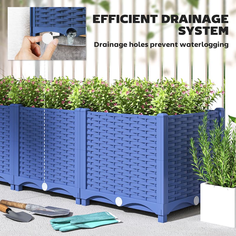 Outsunny 4 x 1 x 1 ft Raised Garden Bed, Indoor Outdoor Plastic Planter Box with Drainage Holes for Vegetables