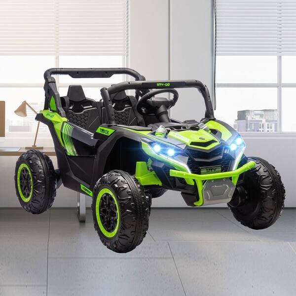 slide 2 of 17, Dual Motor 24V Ride-On UTV for Kids, 2-Seater Electric Car with Suspension, Lights, Music, and 4MPH Speed for Ages 3-8