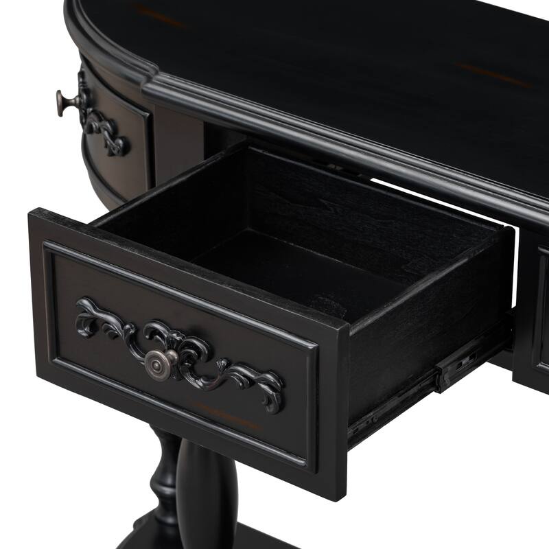 Modern Curved Console Table with 4 Drawers and 1 Shelf