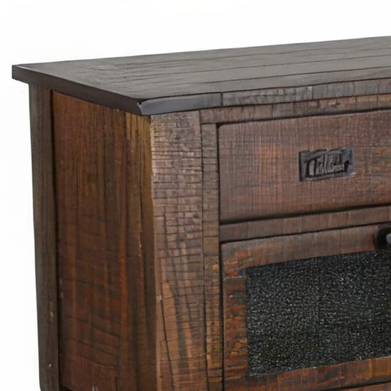 Flint Sideboard Buffet Console, 2 Doors, 3 Drawer, Shelf, Rustic Brown