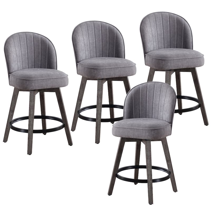 HOMYKA Swivel Bar Stool with Wood Legs Set of 4