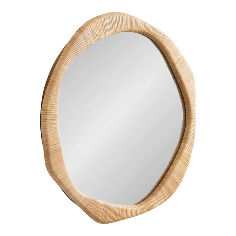 Kate and Laurel Rahfy Rattan Irregular Round Wall Mirror - 26x26 - Natural
