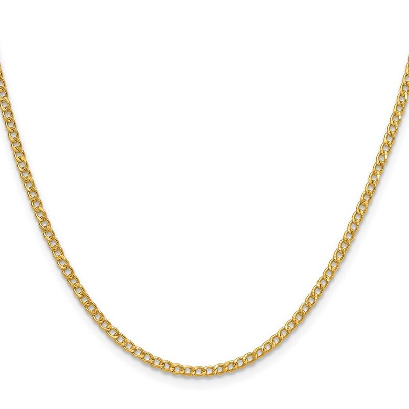 Curata 14k Yellow Gold 2.5mm Curb Chain Necklace for Men or Women