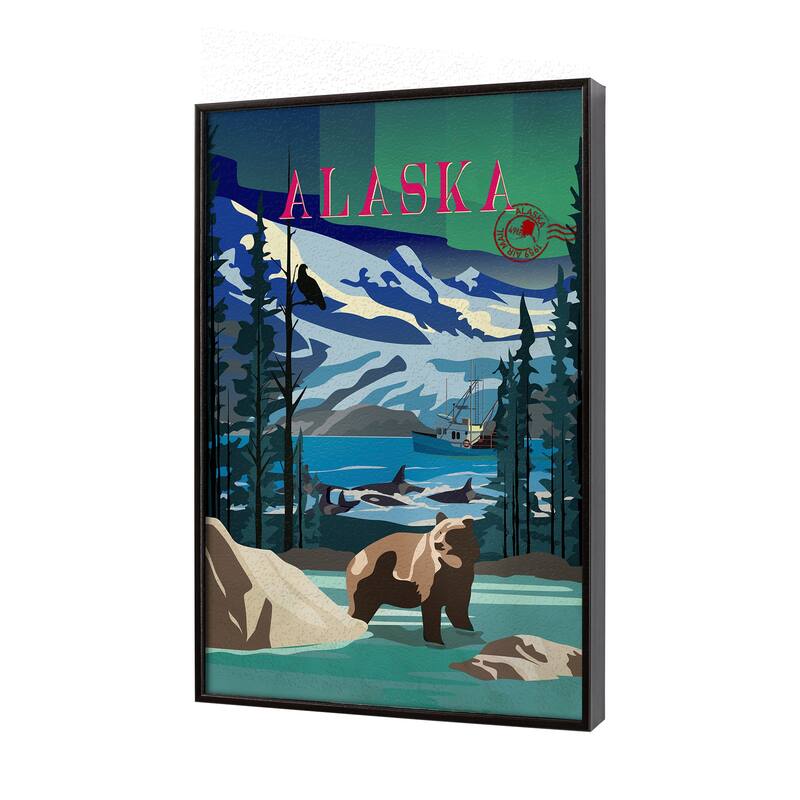Alaska Go USA by Mercana Studio a Hand Embellished Framed Art Print Series