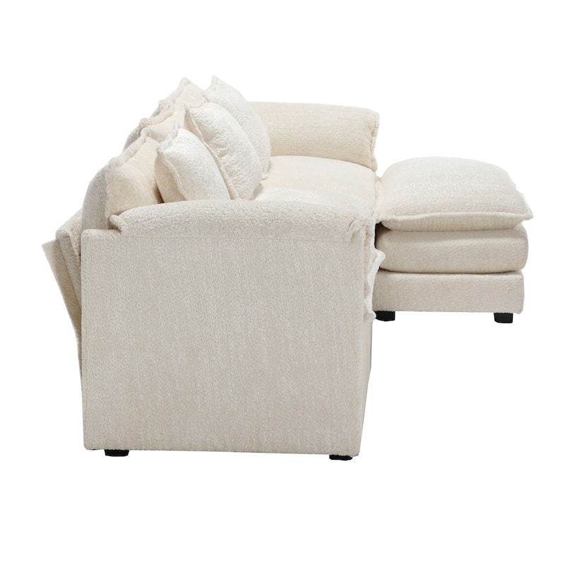 Chenille Fabric L-Shape Comfy Oversized three-seat Modular Sectional Sofa