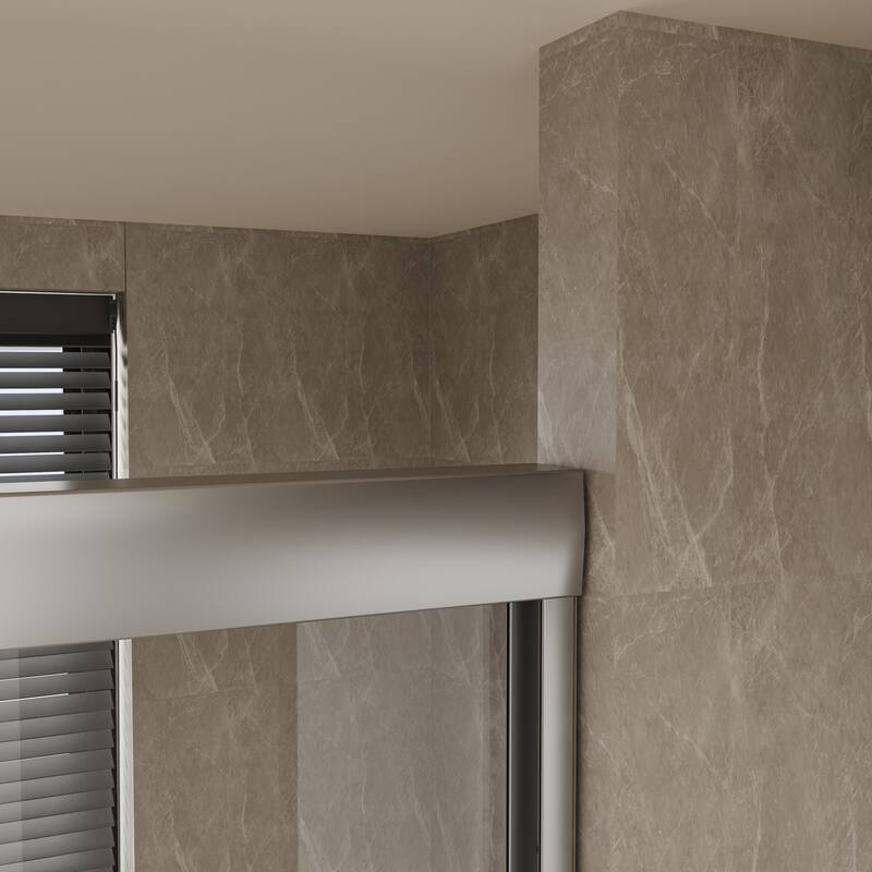 Modland 70'' H Glass Double Sliding Shower Door in Black/Chrome