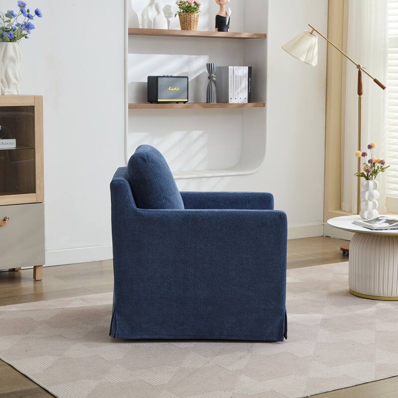 Modern 29.92" Chenille 360° Swivel Accent Chair with Solid Wood Frame and Removable Back Cushion