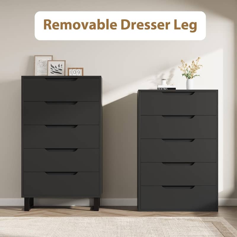 5-Drawer Dresser for Bedroom, 50" Tall Freestanding Vertical Wooden Chest Storage