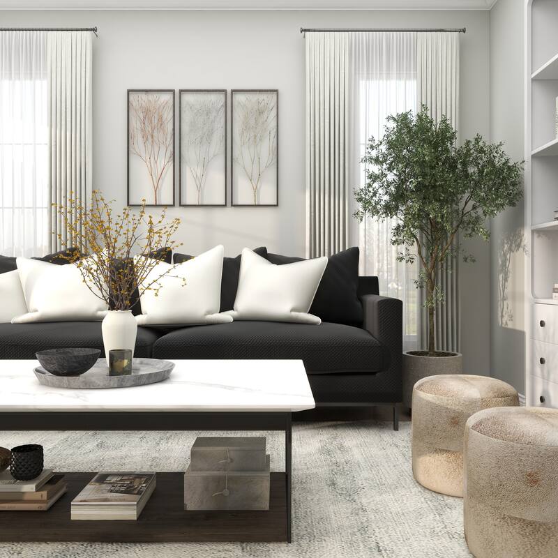 Black Metal Branch Tree Home Wall Decor with Metallic Copper, Silver, and Gold (Set of 3)