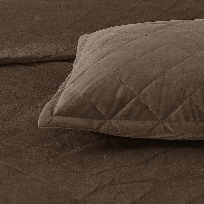 Serenta Velvet Quilts 5 Piece Ultra Soft Floor Touching Bedspread Set