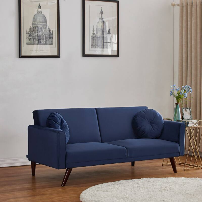 Nicole Velvet Sofa Bed Sleeper - Dark Blue
