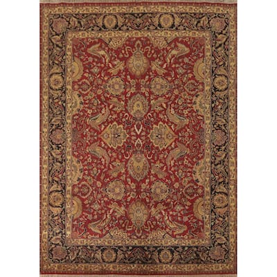 Red Floral Agra Oriental Area Rug Hand-Knotted Wool Carpet - 7'9" x 10'0"