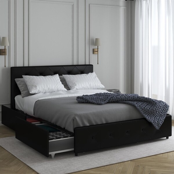 Avenue Greene Darci Faux Leather Upholstered Bed with Storage On Sale Bed Bath Beyond 26960059