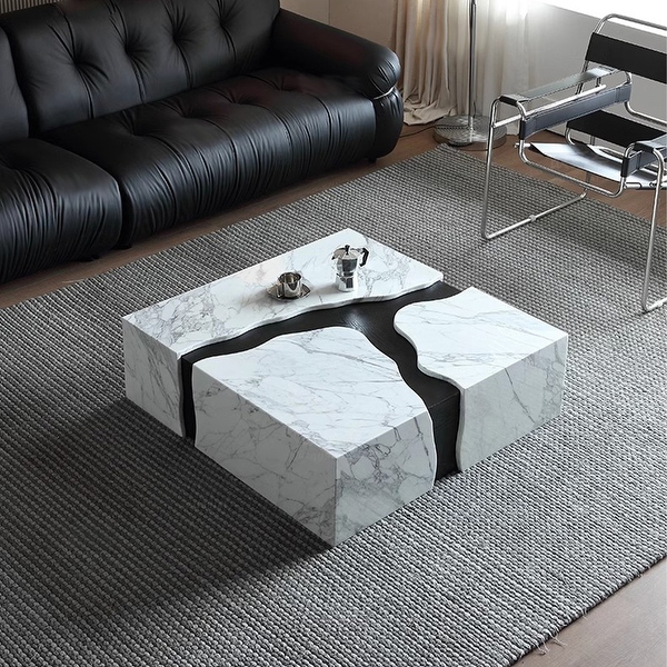 Square White Coffee Table Modern Center Table For Living Room bedroom reception room Office 39.4 L x 39.4 W On Sale Bed Bath Beyond 41104567