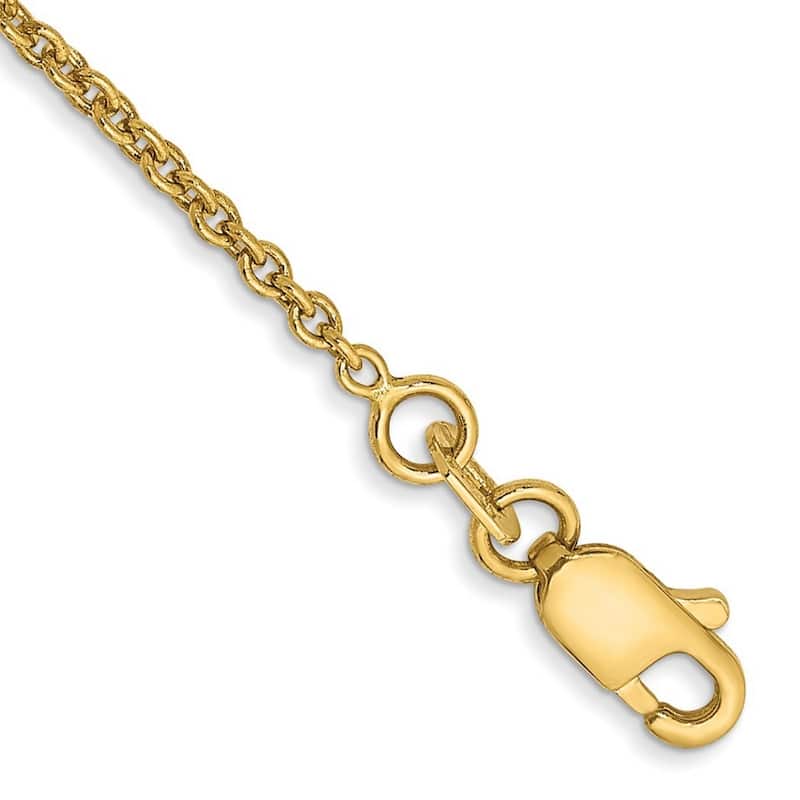 Curata 14k Yellow Gold 1.4mm Solid Polished Cable Chain Bracelet