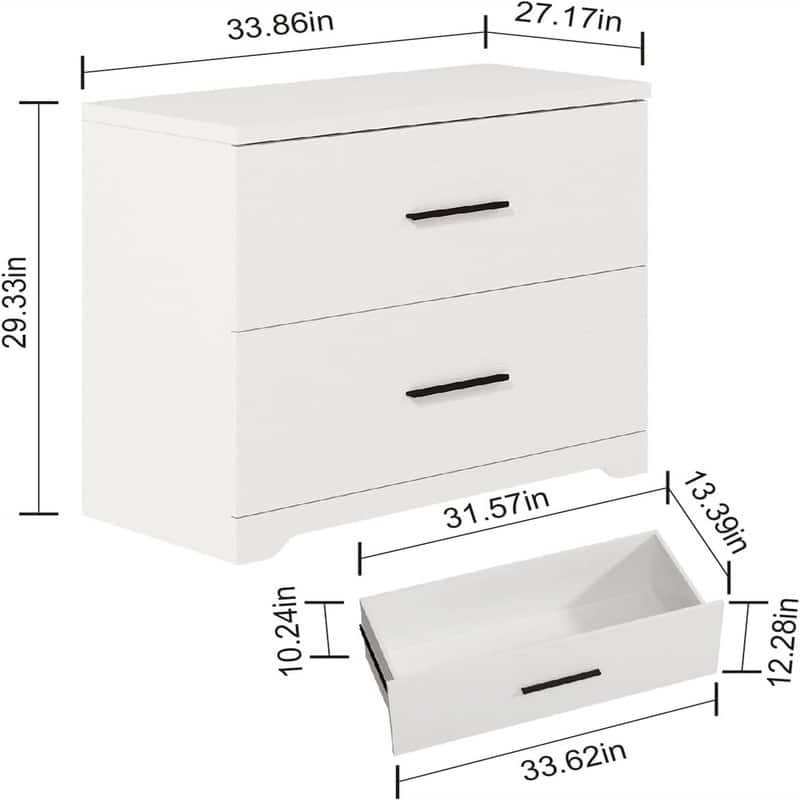 2-Drawer Wood Lateral File Cabinet - 27.17"D x 33.86"W x 29.33"H