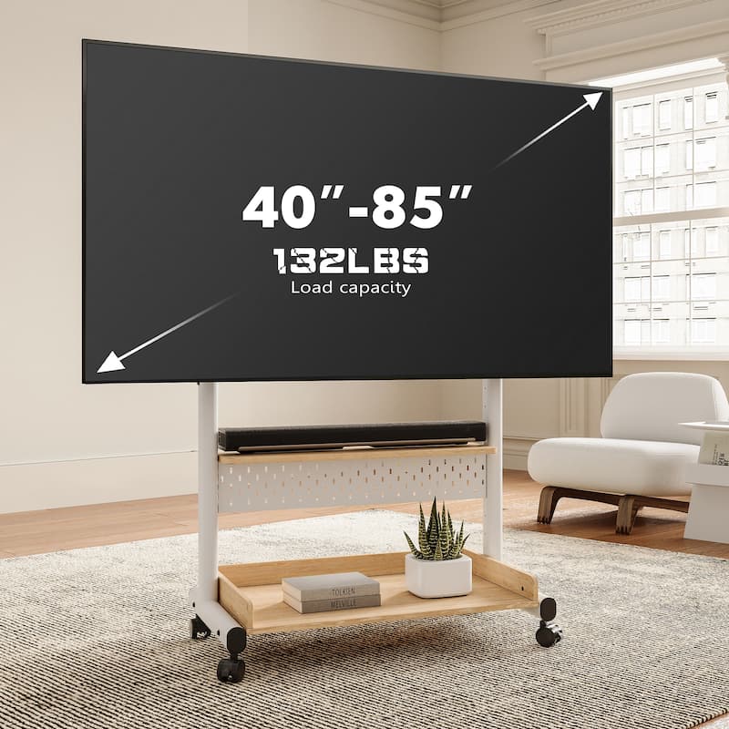 FITUEYES Mobile TV Stand Modern Storage TV Cart Mount for TVs Up to 85 Inch