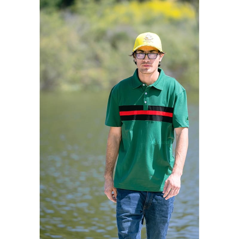 Hemingway Pilar Green w. Black & Red Stripes Regular Fit Polo Shirt by Alison Nautical