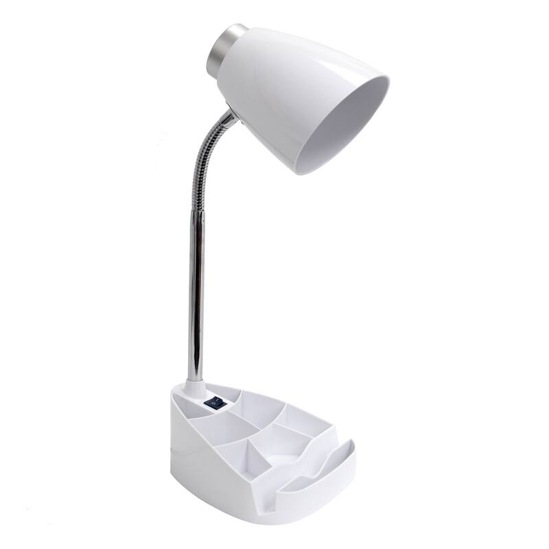 18.5 in. Chrome Finish Table Lamp with White Shade, Desk Lamp for Writing and Computer Desks