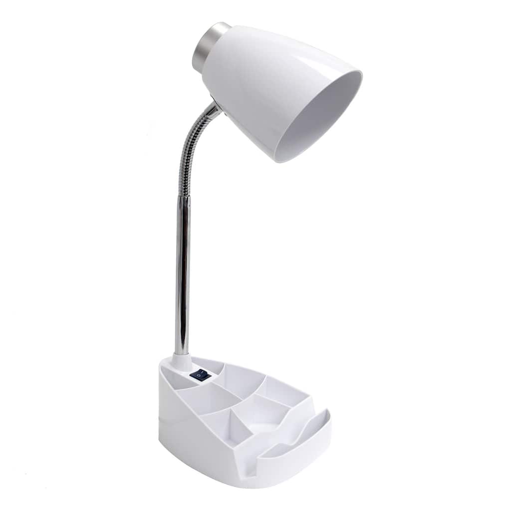 18.5 in. Chrome Finish Table Lamp with White Shade, Desk Lamp for Writing and Computer Desks