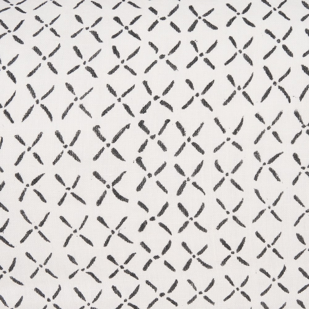 Jayden Cream w/ Black Print Linen Lumbar Decorative Pillow Cover